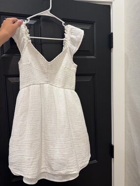 hollister chiffon skort dress Hollister cinch waist Tiered Halter Neck Mini Skort Dress in White